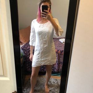 Half sleeve white dress